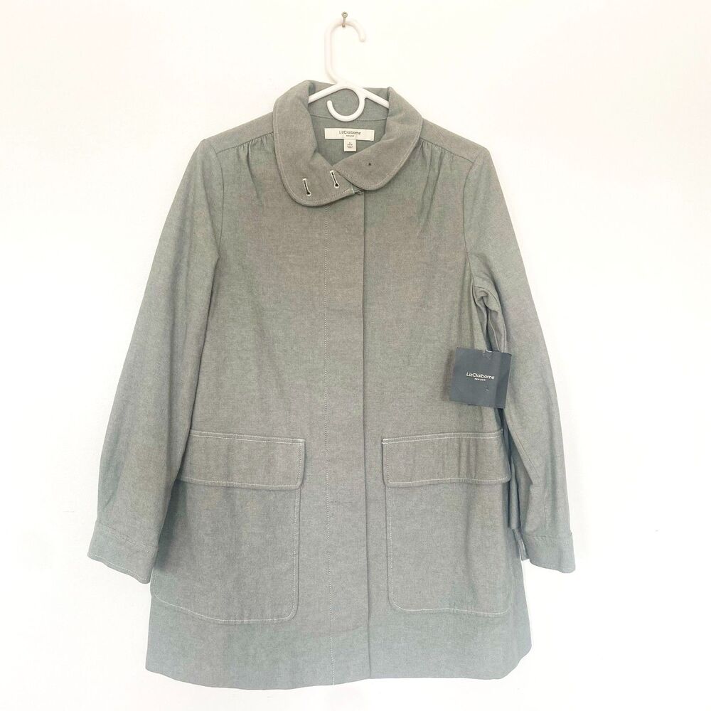 NWT Liz Claiborne Denim Trench Coat with Large Flap Pockets